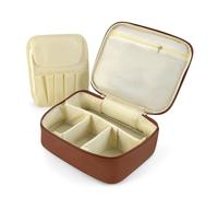 Eiuizah Travel Makeup Toiletry Bag- Large Wide-open Cosmetic Organizer Make Up Case with Handle,Toiletries Accessories,Full-size Container, Brown