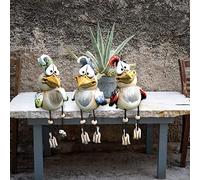 Eivdru 3 x Chicken Decorative Garden Ceramic, Chicken Garden Decoration, Decorative Chicken Figures, Garden Stake, Animals, Garden Decoration, Figures for Outdoors, Resin Statue, Farm, Balcony