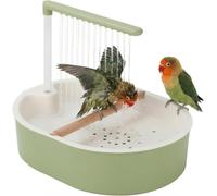 Eivdru Bird Shower, Large Bird Bath with Automatic Water Circuit, USB Powered Bird Shower Budgie with Adjustable Water Flow, Bird Shower for Budgies Cockatiels