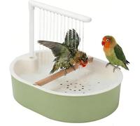 Eivdru Bird Shower, Large Bird Bath with Automatic Water Circuit, USB Powered Bird Shower Budgie with Adjustable Water Flow, Bird Shower for Budgies Cockatiels