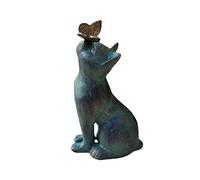 Eivdru Cat Decorative Garden Statue, Kitten with Butterfly, Bronze Resin, Retro Style, Waterproof, Anti-UV, Garden Sculpture