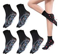 Eivdru Tourmaline Ionic Body Shaping Stretch Socks, Rapid Detox & Tourmaline Ionic Body Shaping Stretch Socks, Foot Massage Socks, Negative Ions Shaping Elastic Socks (Black, 5 Pairs)