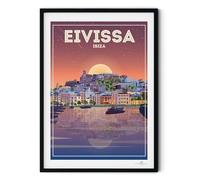 Eivissa 'Old Town' Ibiza Poster Print Large poster (A2 420 x 594mm) + Black Frame