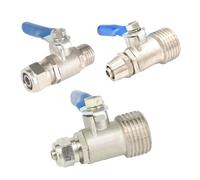 EIVVCIAO 1 Pcs Installation hose outer diameter 6/8/10/12mm -1/4" 3/8" 1/2" external thread nickel-plated brass quick-install ball valve(Fit Hose 10x6.5mm,3/8")