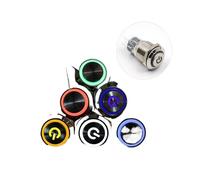 EIVVCIAO 1 piece 19mm metal push button switch high head fixed latch locking instantaneous self-resting 1NO 1NC PC power supply car car engine start(PURPLE_24V)