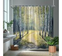 EIWAXU Birch Forest Path Shower Curtain, Polyester Bathroom Decor Cloth Shower Curtains for Bathroom Bathtub Washable 12 Hooks 170x260cm/67x102in(WxH)