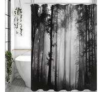 EIWAXU Black Tree Shower Curtain, Black Misty Forest Bathroom Decorative Bath Curtain, Waterproof Bathroom Curtains with Hooks 90x160cm/Width X Heigh