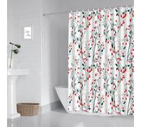 EIWAXU Design Print Shower Curtain - Fresh Green Leaves & Red Fruit, Durable Polyester, Grommets for Easy Install, Artistic Bath 90x160cm/Width X Heigh