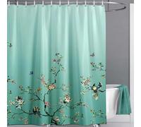 EIWAXU Floral Birds Green British Style Shower Curtain 80x180cm/Width x Heigh with Hooks Mint Light Green Turquoise Teal Butterfly Bathroom Curtains