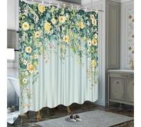 EIWAXU Floral Shower Curtain - Polyester Fabric with Cascading Yellow Roses & White Daisies, Serene for wet room, Bathroom 150x220cm/Width X Heigh