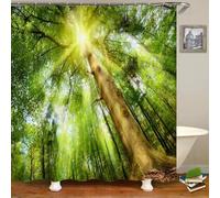 EIWAXU Forest Landscape Shower Curtain Garden 3D Green Plant Tree Natural Scenery Waterproof Polyester Bathroom Curtain 70x192cm/28x76in(WxH)
