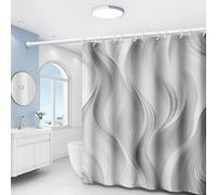 EIWAXU Gray and White Wave Pattern Minimalist Printed Shower Curtain, Modern Art Style Bathroom Home Decor with Plastic Hooks 85x155cm/33x61in(WxH)