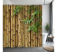 EIWAXU Green Bamboo Shower Curtain Zen Meditation Nature Botanical Polyester Fabric Shower Curtains Bathroom Decor with Hooks 180x198cm/Width X Heigh