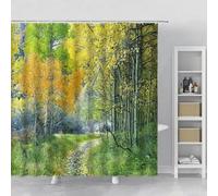EIWAXU Green Forest Landscape Shower Curtain Set Hooks Spring Tree senery Decor Bath Curtain Polyester Fabric Cloth for Bathr 130x180cm/51x71in(Width X Heigh)