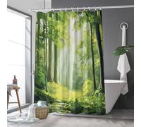 EIWAXU Green Tree Forest Printed Shower Curtain Decoration, Modern Home Decoration Shower Curtain Bathroom Curtain with Hooks 90x220cm/35x87in(WxH)