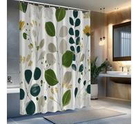 EIWAXU Large Green Leaf & Yellow Flower Shower Curtain - Bathroom Decor, Machine Washable Bath Curtain with Hooks for Bathtub 180x190cm/71x75in(WxH)