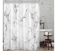 EIWAXU Light Gray Marble Design on a White Background, Complete with Hooks. Made from Polyester Fabric 200x203cm(WXH)