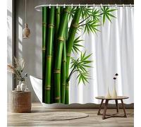 EIWAXU Lush Green Bamboo Shower Curtain - Polyester Fabric with Natural Bamboo Stalks Design, Machine Washable, 12 Hooks 200x220cm/79x87in(WxH)