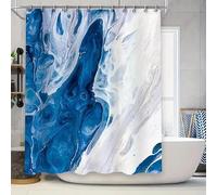 EIWAXU Luxury Blue White Marble Shower Curtain Bathroom Decorative Waterproof Fabric with 12 Hooks for Wet Room180x188cm/71x74in(Width X Heigh)