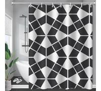 EIWAXU Marble Black And White Long Shower Curtain 120x200cm/Width x Heigh Bathroom Geometric Modern Waterproof Bathroom Accessories Curtains Hooks
