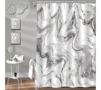 EIWAXU Marble Shower Curtain 120x220cm/Width x Heigh Grey Gold White Texture Marble Bath Curtain for Bathroom Abstract Waterproof Fabric with Hook