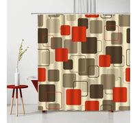EIWAXU Modern 3D Geometry Shower Curtains Red Orange Grey Yellow Lattice Fabric Bathroom Black and Gray Bath Curtains 150x220cm/Width X Heigh