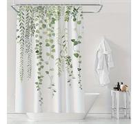 EIWAXU Nordic Fresh Green Leaf Polyester Digital Print Shower Curtain for Bathroom Decor & Toilet Partition 210x230cm/Width X Heigh