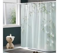 EIWAXU Polyester Shower Curtain 180x188cm/Width x Heigh Light Green Leaves and Dark Branches Pattern, Machine Washable, Washable Waterproof Fabric