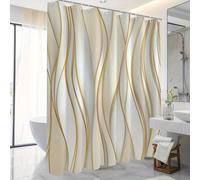 EIWAXU Polyester Ultra-Wide Shower Curtain - Machine Washable, Golden & Beige Design, Wavy Pattern for Modern Decor Bathroom 170x260cm/67x102in(WxH)