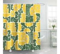 EIWAXU Retro Flower Plant Geometric Aesthetic Shower Curtain Bathroom Decoration Abstract Colorful Flower Bath Curtains 120x190cm/Width X Heigh