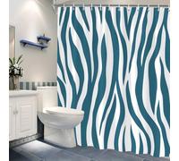 EIWAXU Shower Curtain Featuring a Turquoise And White Zebra Pattern, Made from Polyester Fabric with 12 Hooks for Hanging 200x200cm/79x79in(WxH)