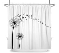 EIWAXU Simple Dandelion Shower Curtain Black White Plant Waterproof Note Bathroom Curtain Simple Bathtub Decoration 240x210cm/94x83in(Width X Heigh)