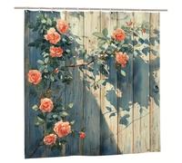 EIWAXU Vintage-Style Rose Vine Shower Curtain with Sunlight Design Polyester Bathroom Decor, Includes 12 Plastic Hooks 150x150cm/Width X Heigh