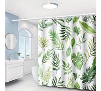EIWAXU Watercolor Green Leaf Shower Curtain, Fresh Style Printed Bathroom with Plastic Hooks Suitable,Machine Washable Window Curtain 80x120cm(WXH)