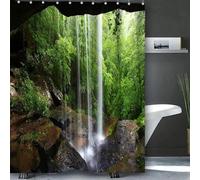 EIWAXU Waterfall Bathing Curtain Bathroom Shower Curtain Waterproof With 12 Hooks Home Deco for Wet Rooms, Shower, Bath 150x150cm/Width X Heigh