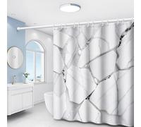 EIWAXU White Marble Fragment with Gray Patterns, Black And White Small Stone Printed Shower Curtain, Bathroom with Plastic Hooks 70x175cm(WXH)