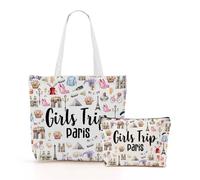 EIXU Girls Trip Weekend Chicago Italy Las Vegas Los Angeles Nashville New York Paris Travel Gifts Tote Bag Makeup Bag, Girls Trip Paris, 14 x 16inches
