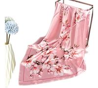 EIysee 35 x 35 Women's Fashion Pattern Large Square Silk Like Hair Scarf Head Sleeping Wrap Satin Neck Bandana for Gift…, Magnolia - Pink, 35*35in