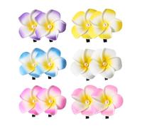 EIYVPRA 12 Pieces Flower Clips, Frangipani Clips, Flowers Hair Clips, Hawaii Flower Hairpins, Boho Tropical Flowers Clips, Artificial Hawaiian Clips, for Daily Decoration