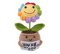 EIYVUAL Handmade Crochet Flower with Motivational Paper, Sunflower Gift, 1 Piece Desk Decorations, Positive Crochet Flowers Gift for Birthday Christmas Valentine's Day