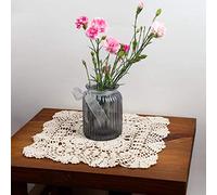 Eiyye 2 Pcs Handmade Placemats Square Crochet Cotton Lace Table Doilies 15.7 inch (Beige)