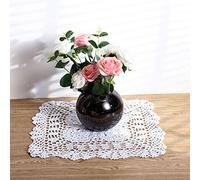 Eiyye 2 Pcs Handmade Placemats Square Crochet Cotton Lace Table Doilies 15.7 inch (White)