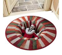 eizliyorum 3D Rugs Optical Illusion - Christmas Home Decor Skeleton | Skull Funny Quilted Entryway Area Rug | for Winter Entrance Floor Farmhouse Kitchen Bathroom Bedroom Entryway Party