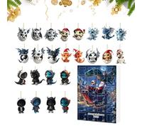 eizliyorum Christmas Ornament Countdown - Advent Flat Dragon Countdown Calendar - Acrylic 24 Day Toy Ornament Decor for Holiday Wall Desk Tree Classroom Adult Family Teen Girl Boy Kids Toddler Men