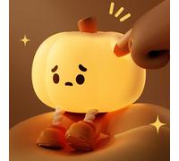 eizliyorum Cute Pumpkin Silicone Night Light | Pumpkin Night Light - LED Pumpkin Lamp | Rechargeable Dimmable Nightlight | Nursery Lamp Bedside Lamp for Breastfeeding, Room Décor