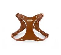 EJASBYUFB Soft Leather Dog Harness - No Escape Harnesses for Small Medium Dogs, Classic Style, Adjustable, Detachable Poop Bag, Brown, Medium