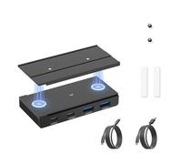 EJAY 10Gbps Magnetic USB-C Hub, 4-Port USB 3.2 Gen2 Data Transfer, Includes Sliding Rail, Screws and Sticky Pads for MacBook Laptop PC, Black
