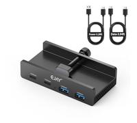 EJAY 4Ports 10Gbps USB-C HUB USB3.2 Clamp USB HUB Splitter,Mountable USB-C Adapter with Data & Power Cable for iMac 2021 and later-10Gbps (Black)