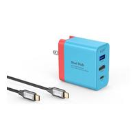 EJAY 72W USB-C Charger Dock with 4K HDMI 60Hz, Portable Charging Hub for MacBook, Steam Deck & iPad (USB 3.0 Port Included), Blue and Red