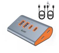 EJAY USB3.2 GEN2 HUB 10Gbps 4-Port USB C/A Splitter for Laptop,PC,Mac | Extra Power Supply Port,Desktop Ergonomic 23° Angle Design,Dual Cable,Multiple Ports,External SSD, Flash Drive